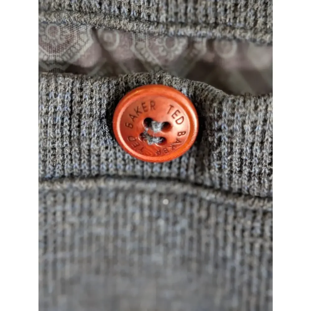 Ted Baker London Men's Gray Knit Sweater Size 4 Medium Merino Wool Blend